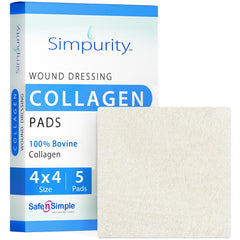 Simpurity collagen pad wound-application demonstrates gentle gel adherence for wound care.