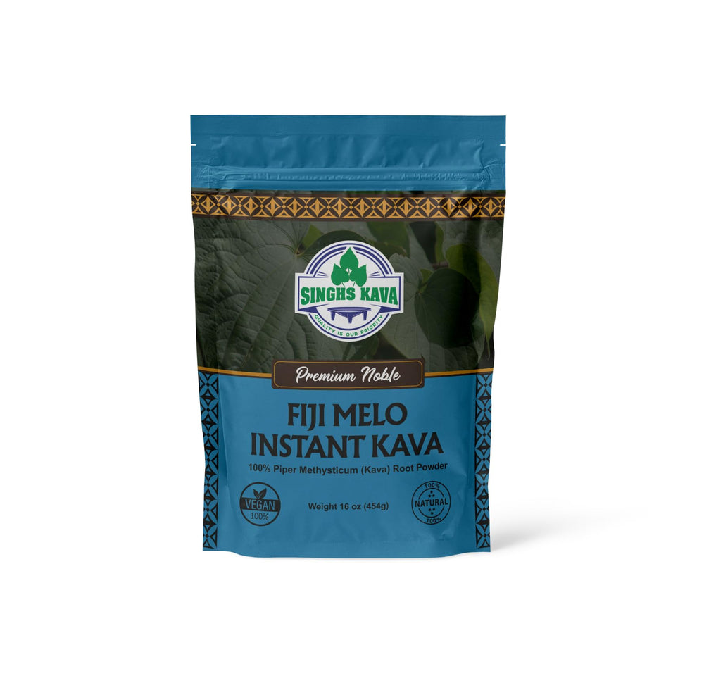 Singhs Micronized Kava Powder packaging showing Noble Certified Fijian kava for easy prep