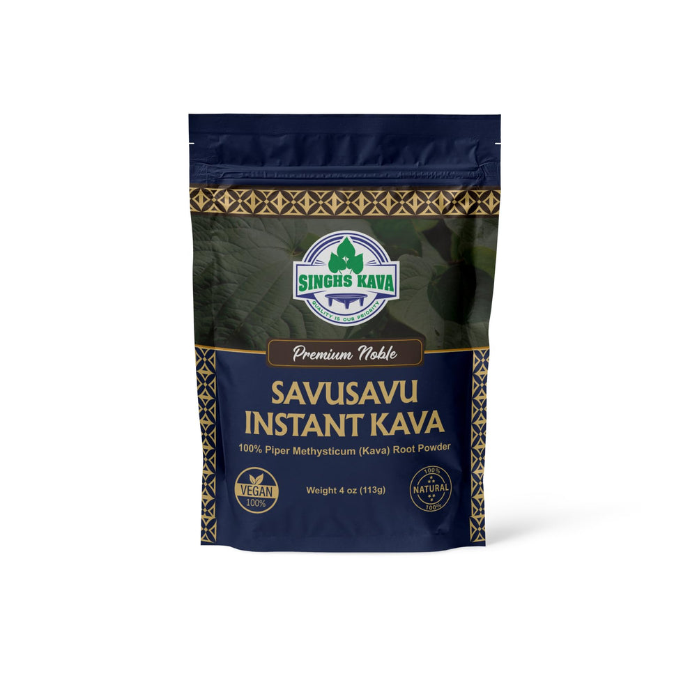 SINGHS Savusavu Kava powder package for instant mix in any beverage.