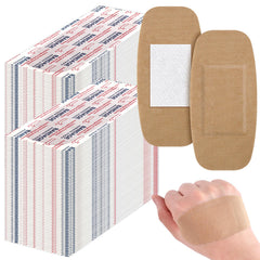 Sinmoe bulk fabric bandages show large 2x4 inch coverage for everyday wound care.