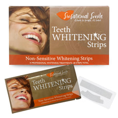 Sinsational Smile teeth whitening strips packaging shows at-home whitening convenience