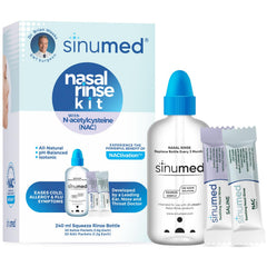 SinuMed Sinus Rinse bottle close-up showing gentle nasal irrigation.