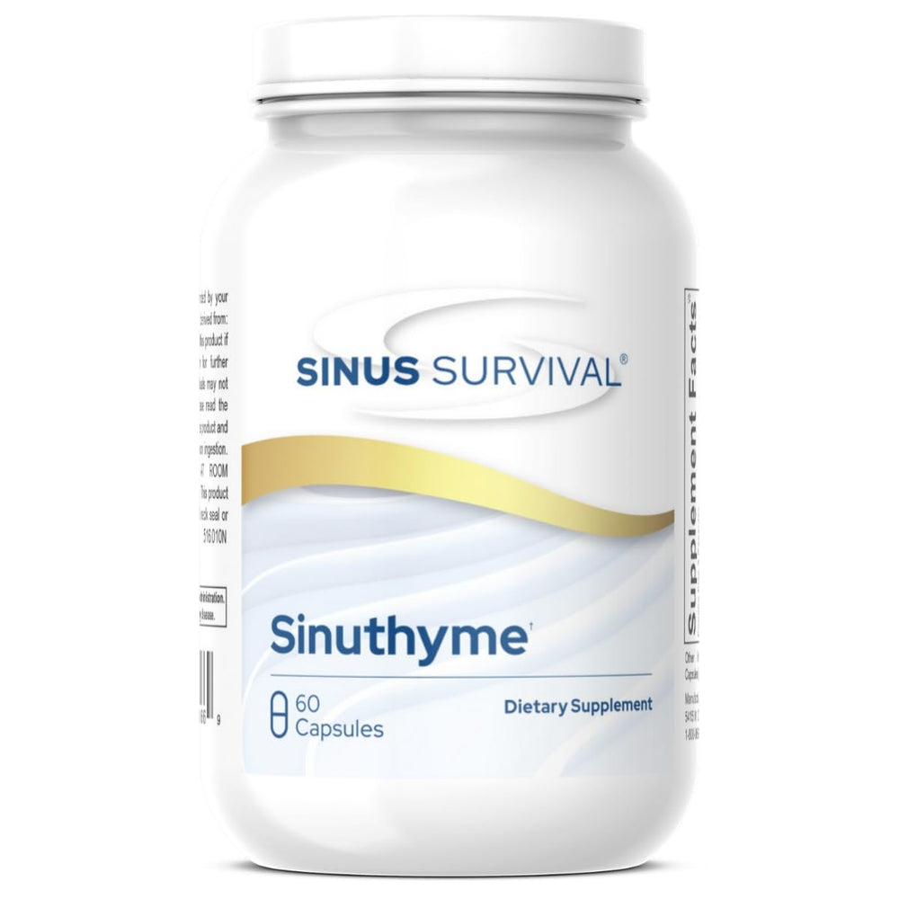 Sinus Survival SinuThyme bottle for natural sinus support and daily use.