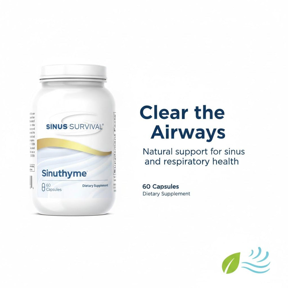 Sinus Survival SinuThyme serving image suggests simple daily dosage.