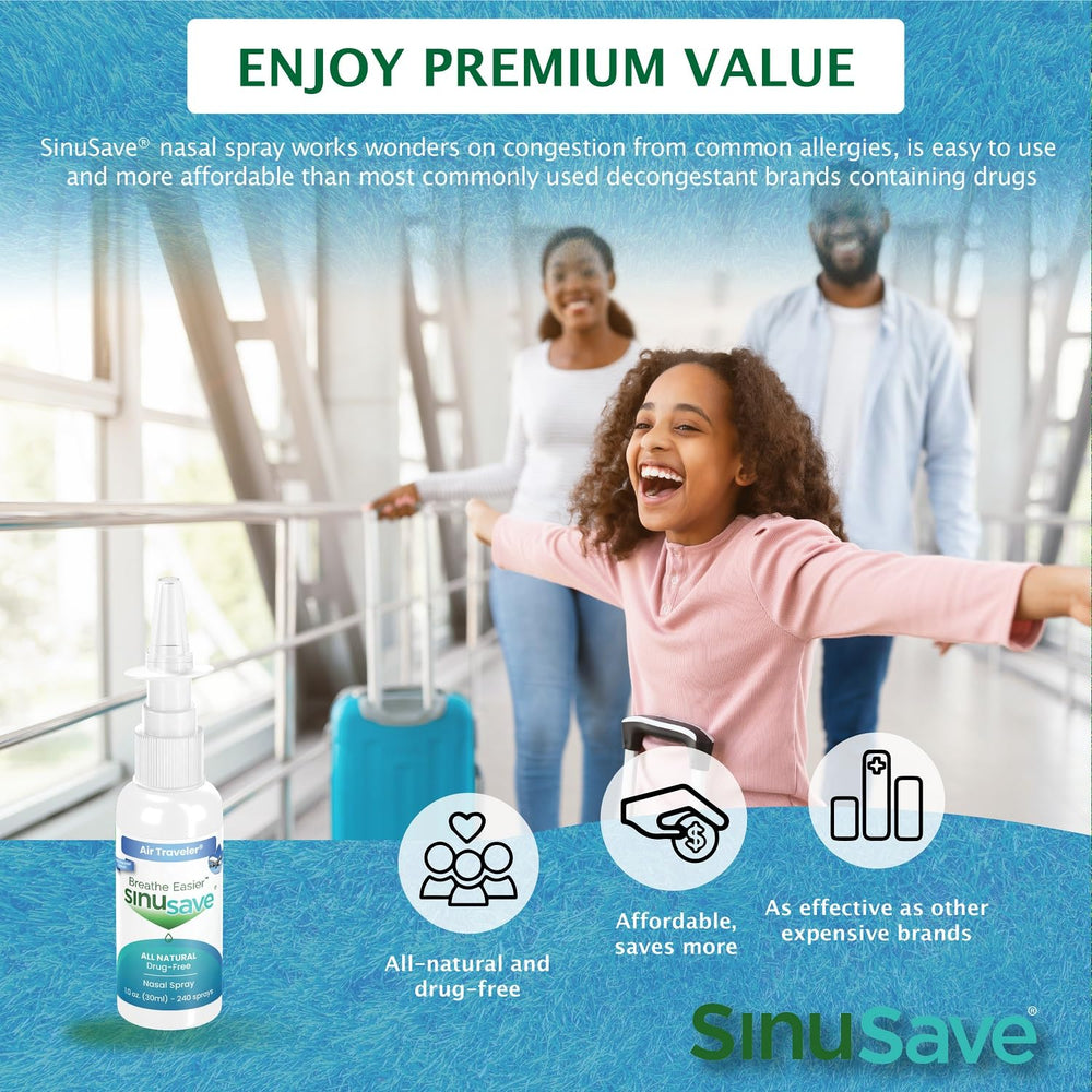 Sinusave Air Traveler travel-size bottle ready for flights and busy days