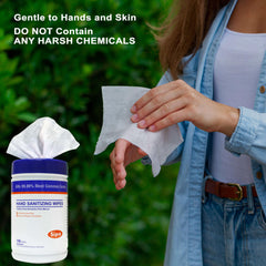 SIPA hand sanitizing wipes, 100-count per canister, ideal for quick cleanups anywhere.