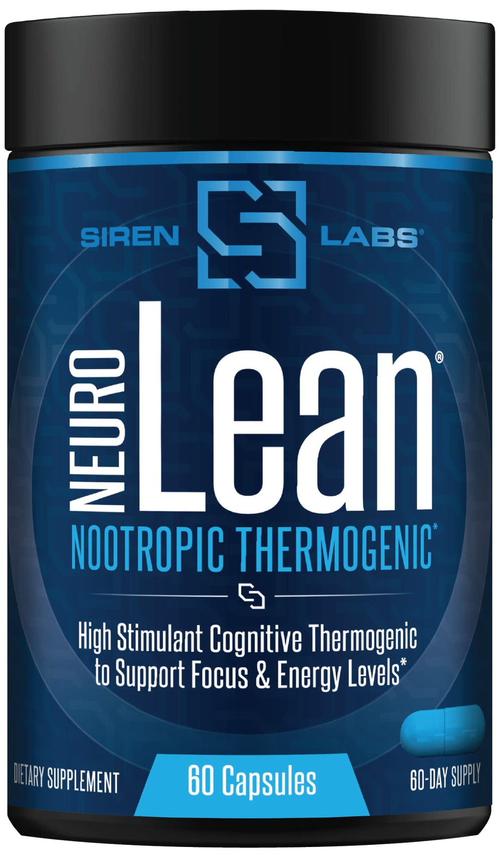 SIRENLABS Neuro Lean bottle-front shows capsules for energy and focus support.