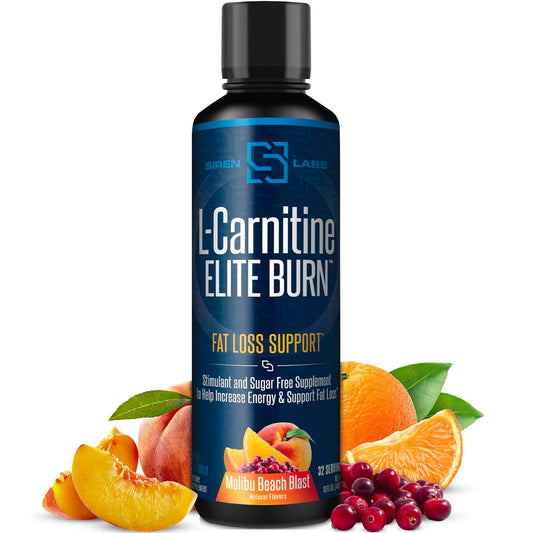 SIRENLABS Elite Burn bottle front with Malibu Beach Blast flavor, ideal for daily fat loss support.