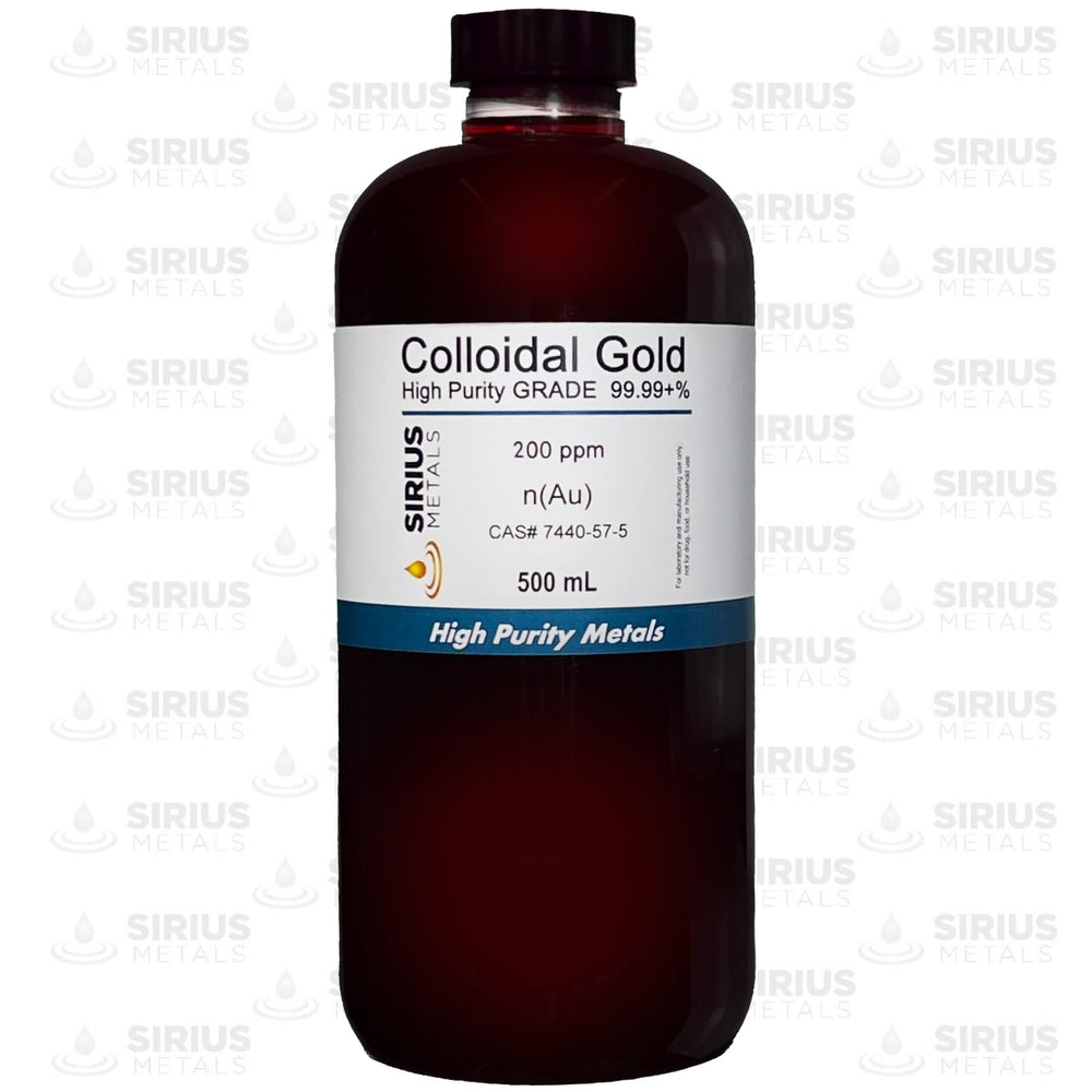 Sirius Metals True Colloidal Gold nanoparticles visible in solution; suitable for reference in experiments.