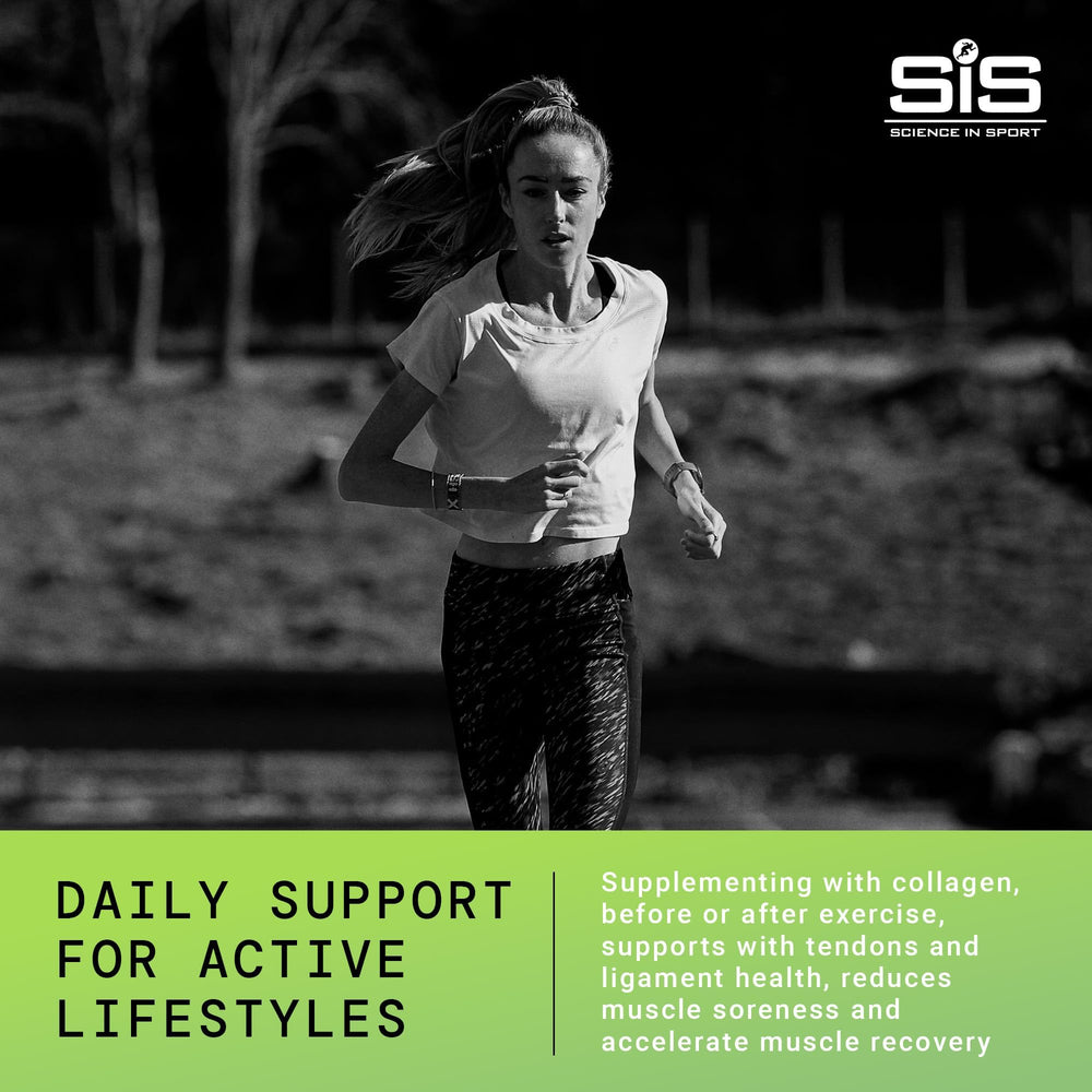 Close-up of SIS Rego Collagen Shot ingredients and vitamin C content for active routines
