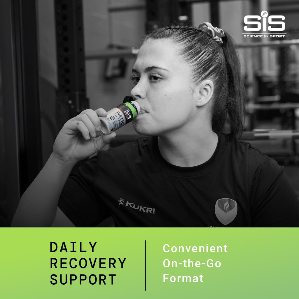 SIS Rego Collagen Shot is poured, highlighting ready-to-drink convenience for workouts