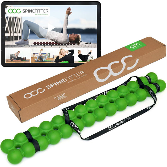 Sissel Spinefitter Green side view showing targeted back muscle relief for home workouts