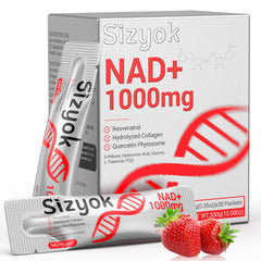 Sizyok NAD+ 1000mg Liquid bottle close-up for quick daily energy support