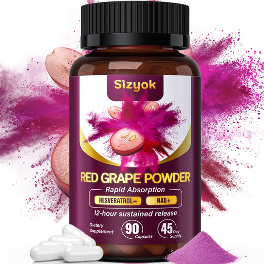 Sizyok Piceid Resveratrol red grape powder bottle for energy and circulation support.