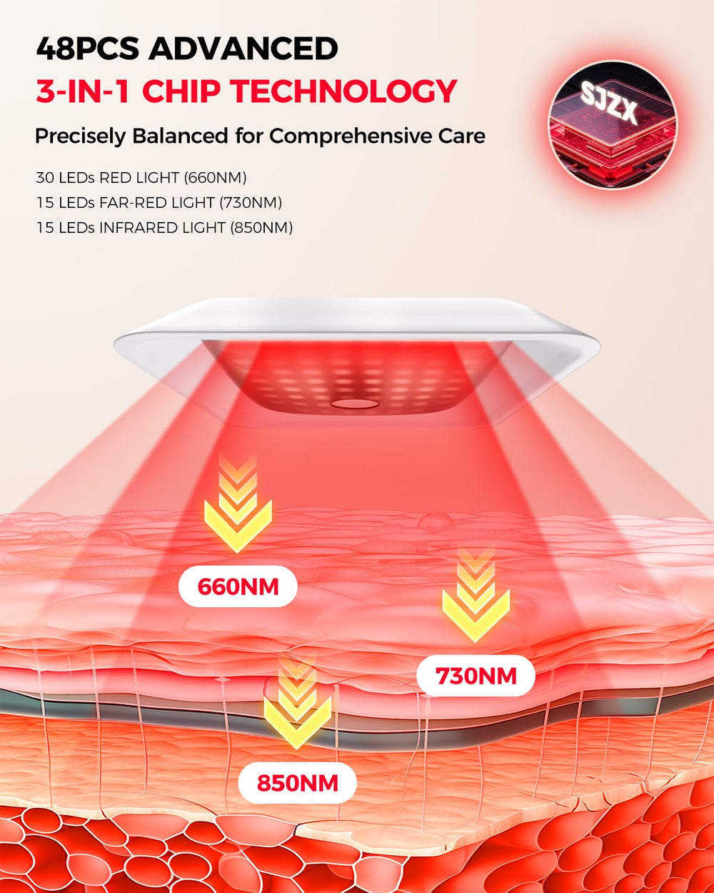 SJZXUV red light therapy lamp with built-in phone stand for hands-free sessions.
