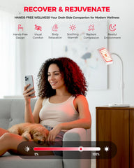 SJZXUV red light therapy lamp compact travel design fits desks and hotel rooms.