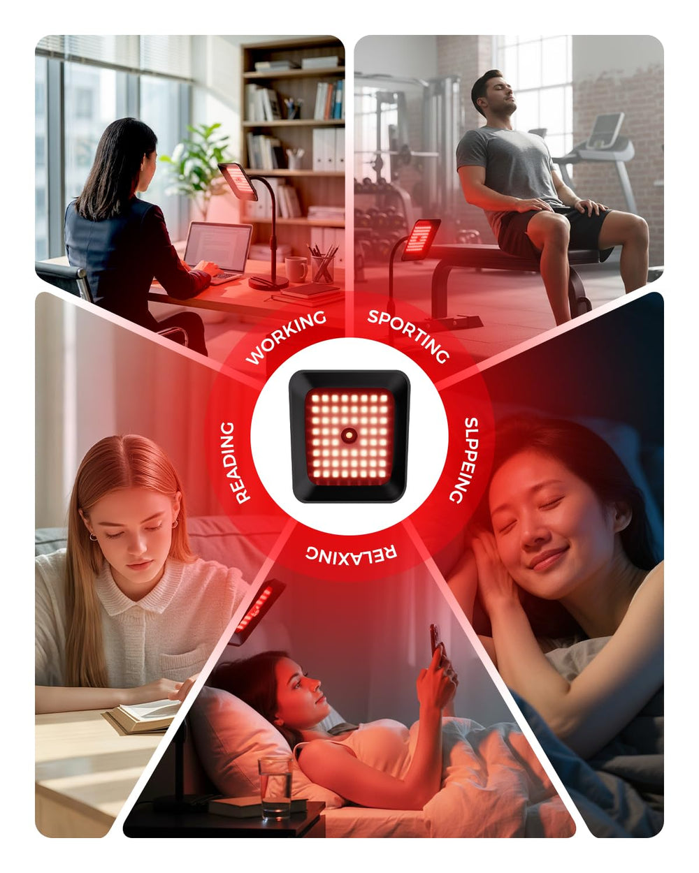 sjzxuv portable red light lamp for home, desk, or hotel rooms