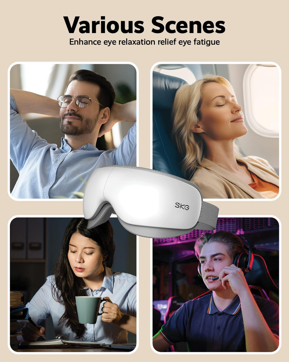 SKG Eye Massager Lightweight-Compact: under 0.6 lb for on-the-go use.