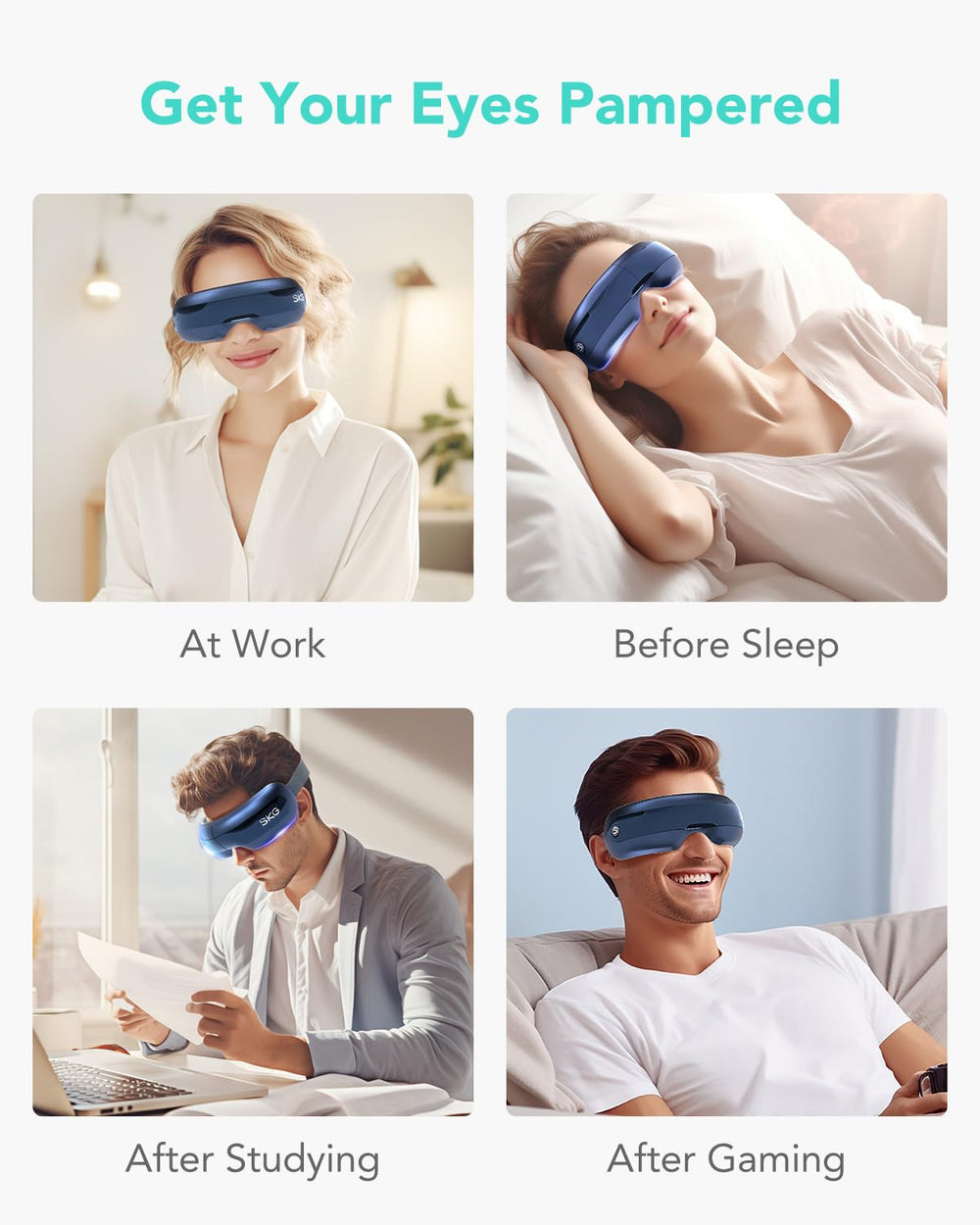 SKG Eye Massager one-button design makes operation quick and easy.