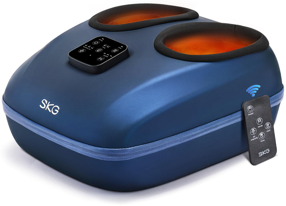 SKG Foot Massager with remote control for easy session start and adjustments.