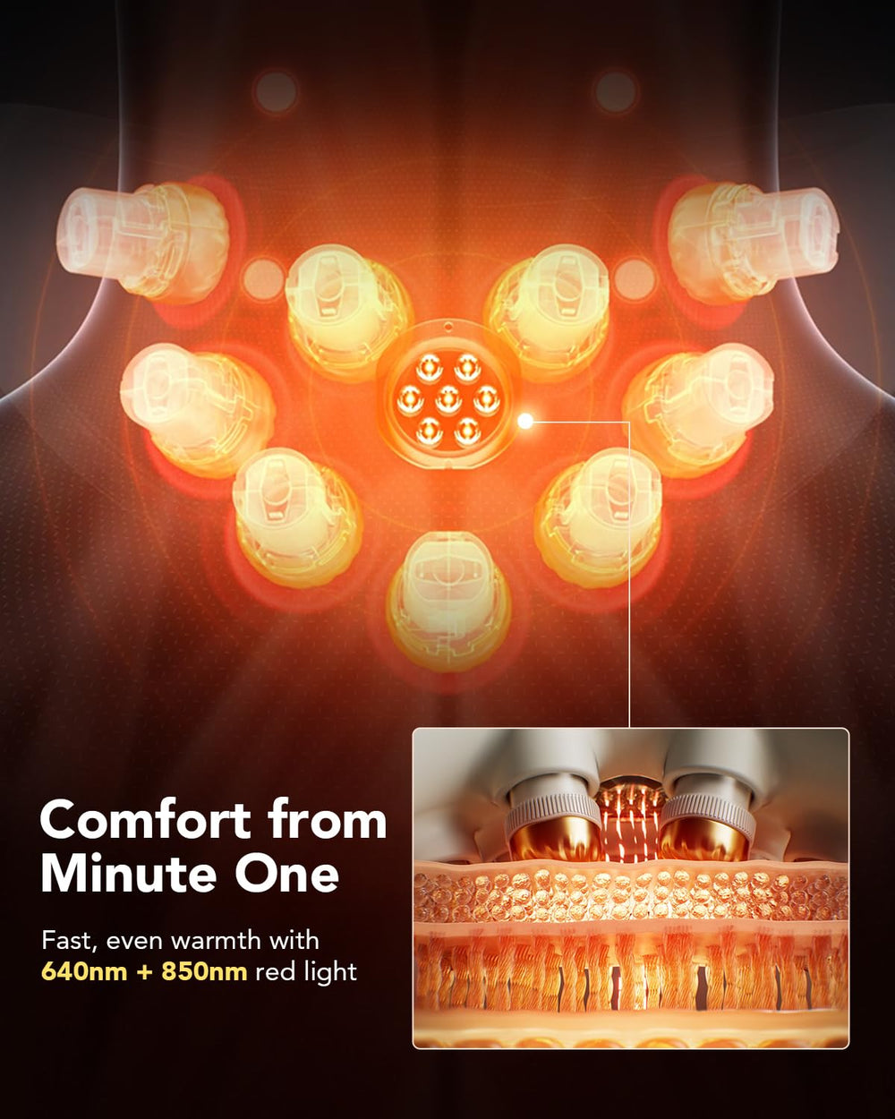 SKG neck massager with heat levels for customizable warmth during use.