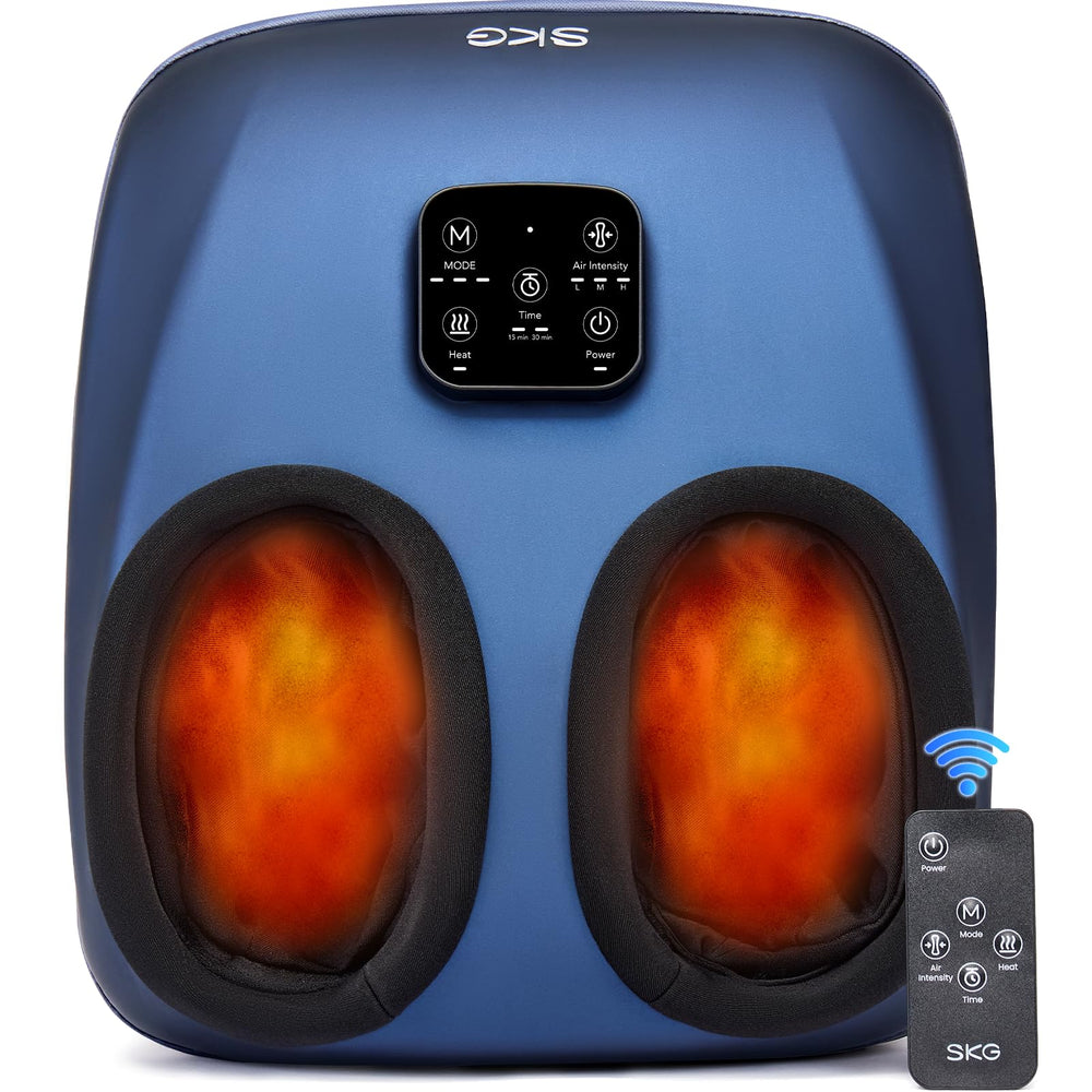 SKG YS100 foot massager with remote for hands-free control and relaxation