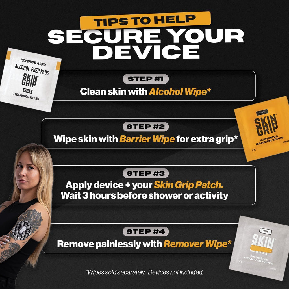 Skin Grip 4-way stretch patch moves with skin for comfortable wear