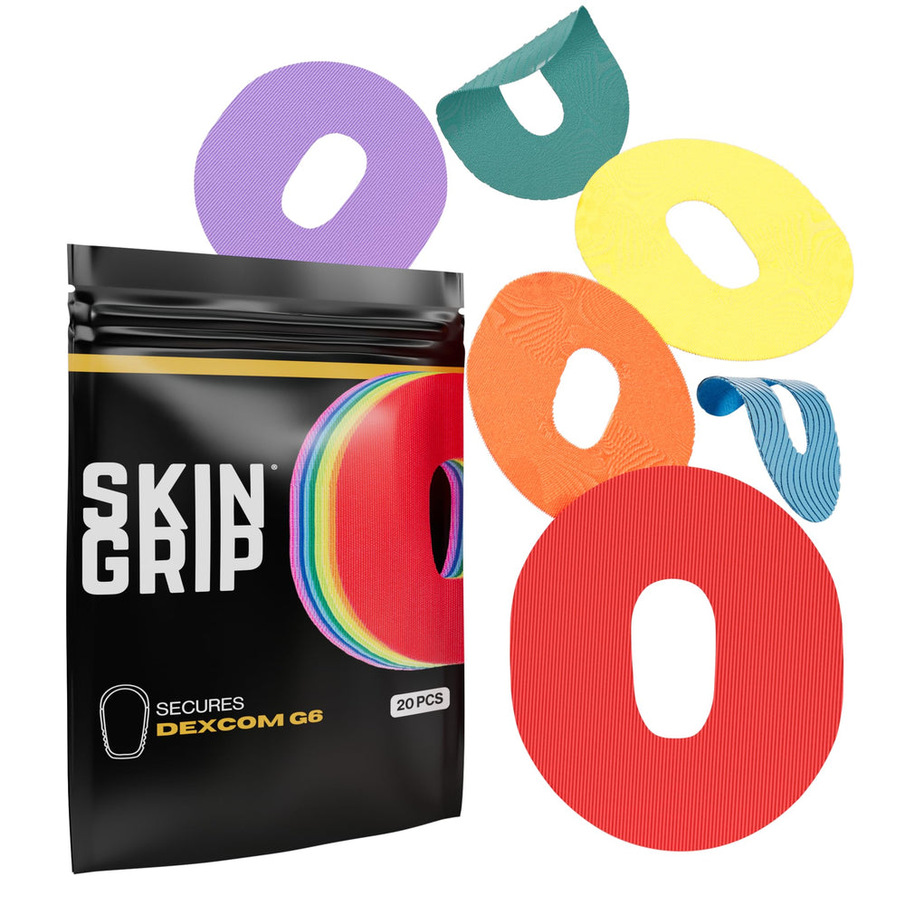 Skin Grip Dexcom G6 patch close-up highlighting secure adhesion on skin
