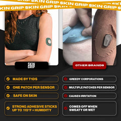 Skin Grip pre-cut fit aligns with Dexcom and Stelo patches for a snug seal