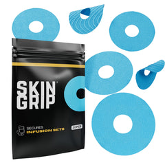 Skin Grip universal patch on skin secures CGM during daily activities.