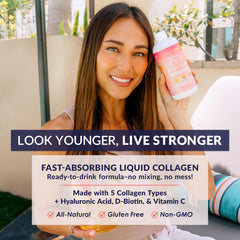 SkinnyFit Liquid Collagen Tropical Mango measuring spoon supports precise daily intake
