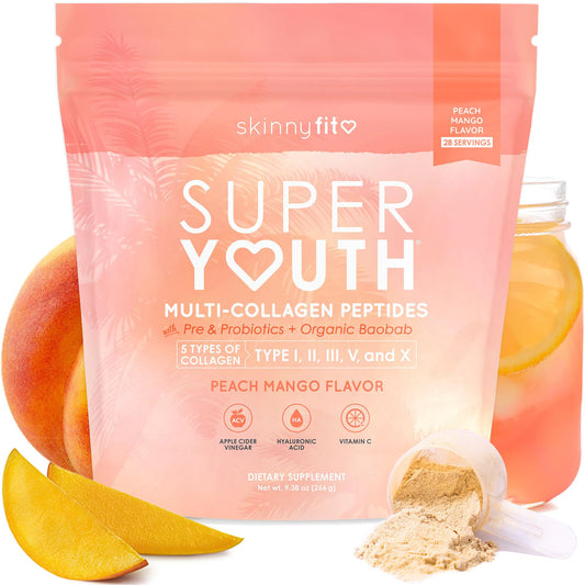 SkinnyFit Super Youth Collagen powder scene for daily beauty routines.
