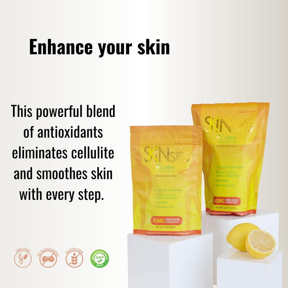 SkinSips on-the-go packaging shown for busy lifestyle