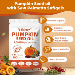 Skiseoy saw palmetto and vitamin D3 softgels on white tray