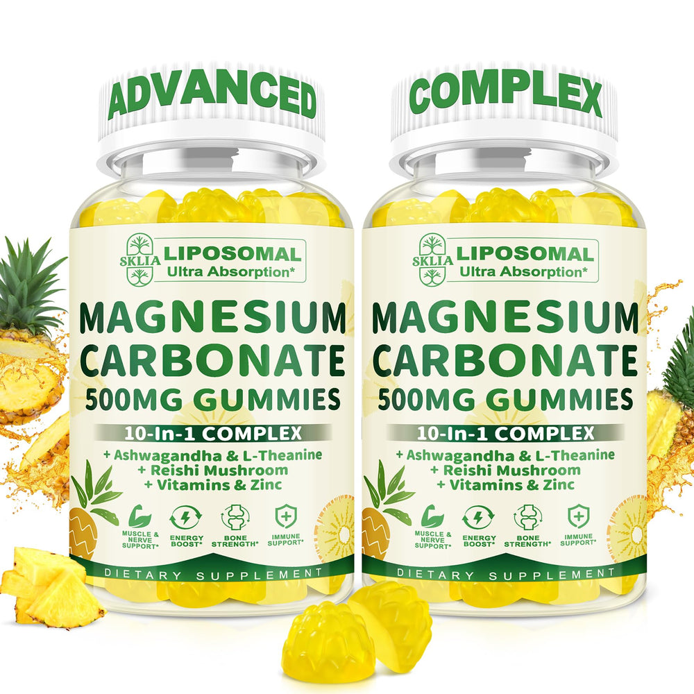SKLIA liposomal magnesium gummies bottle for easy nightly support with sugar-free pineapple flavor