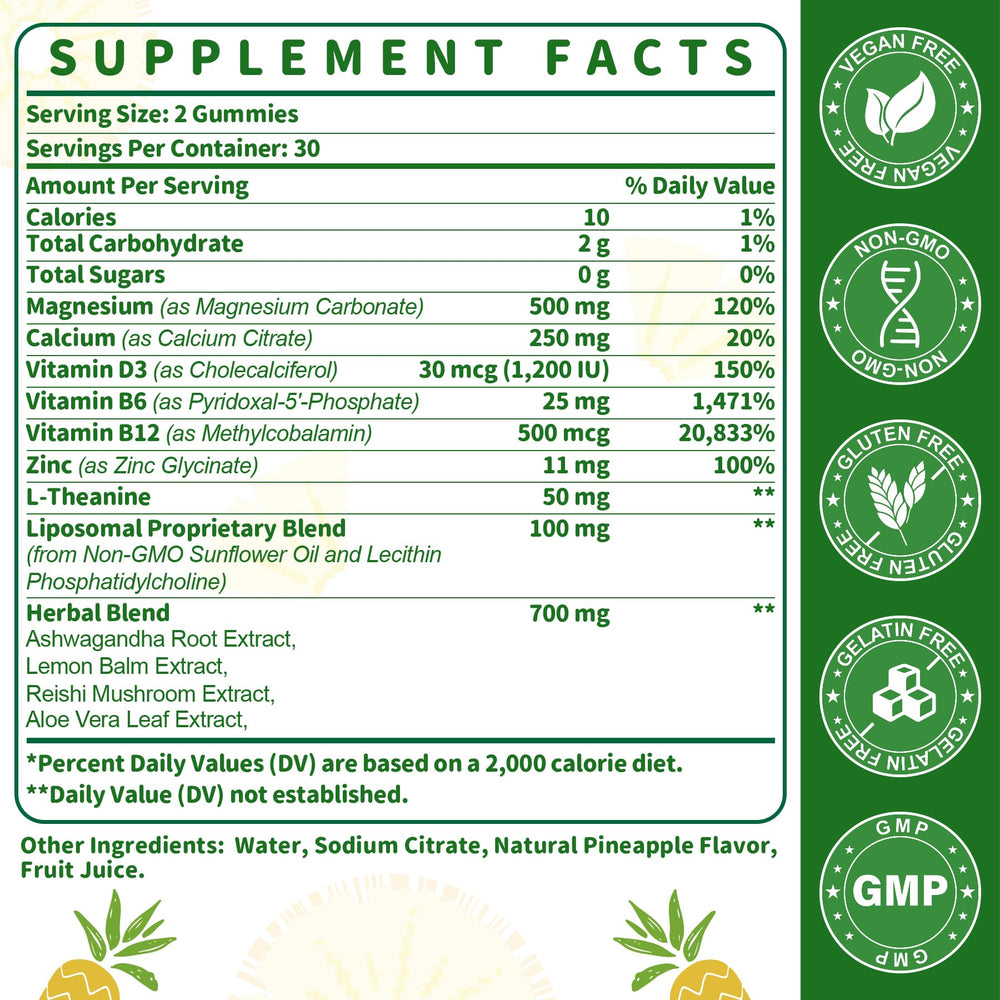 SKLIA liposomal magnesium gummies packaging shows vegan, gelatin-free composition for daily wellness