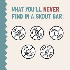 Nutrition panel on Skout bars displays 10g peanut protein per bar