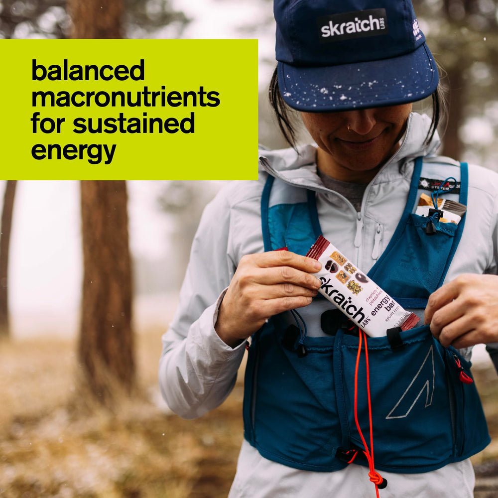 Skratch Labs Energy Bar Cherry Pistachio nutrition panel on wrapper