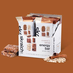 Skratch Labs Energy Bar Cinnamon Oatmeal closeup — creamy nut butter texture with sea salt.