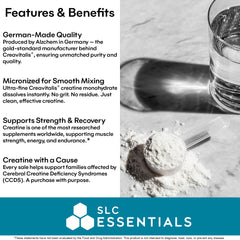 SLC Essentials Creatine Monohydrate German-made by Creavitalis for quality
