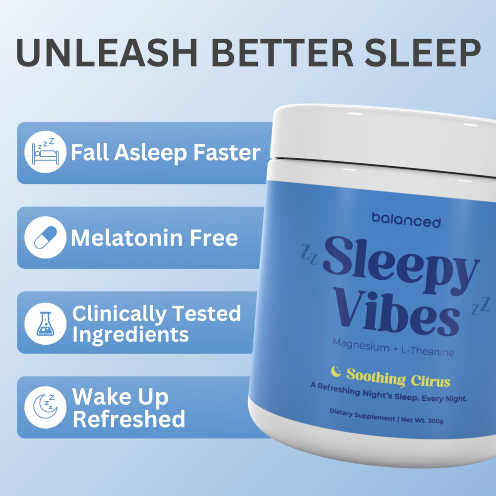 Sleepy Vibes dissolving mix in glass for an easy, sugar-free relaxation beverage.
