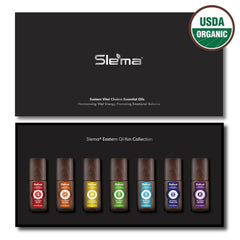 Slema 7 Chakra crystal roller in meditation setup for focus