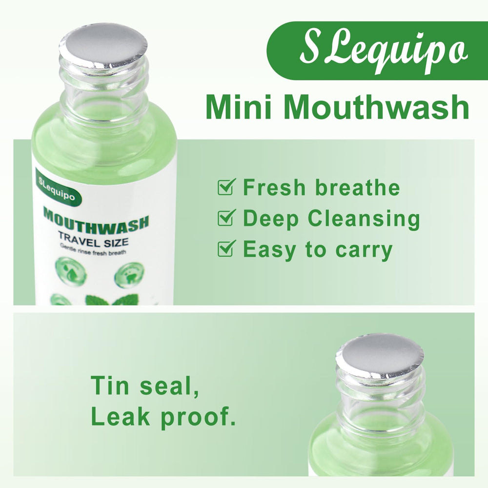 SLequipo mint mouthwash 35ml bottle delivers fresh breath after meals.