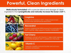 SlimCentric GLP-1 tart cherry powder close-up showing natural antioxidants.