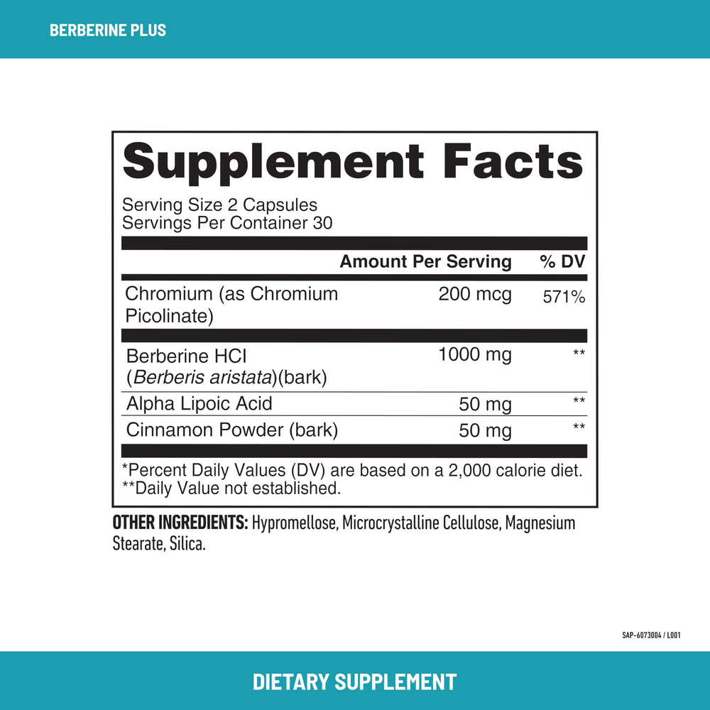SlimFast Berberine Plus packaging with bottle and outer box.