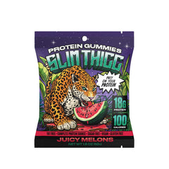 SlimThicc protein gummies close-up highlighting chewy texture and high-protein boost.