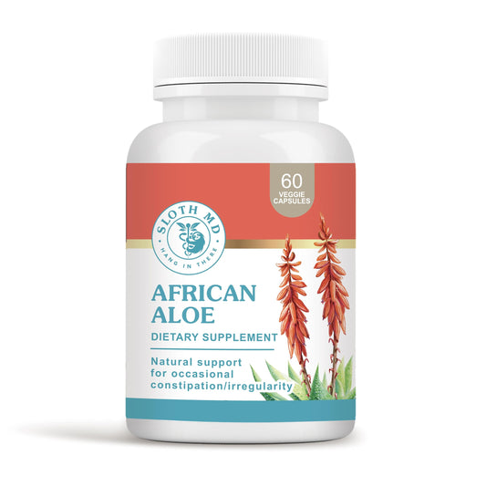 SLOTH MD African Aloe Ferox supplement bottle front view for gentle digestive support