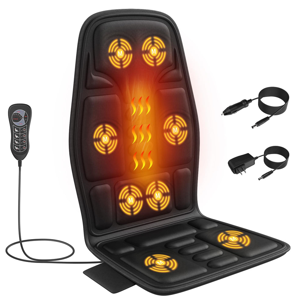 SLOTHMORE back massager chair with heat targets shoulders and back for soothing relief.