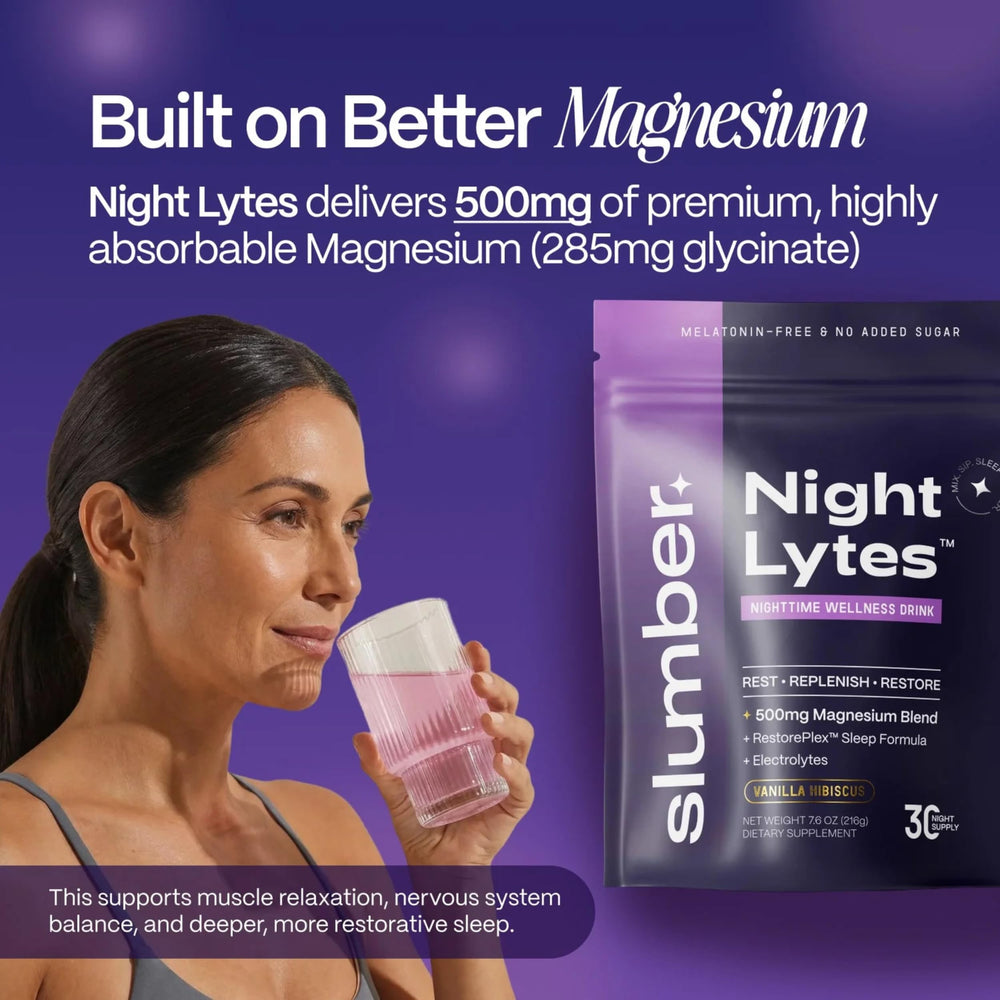Glass of Night Lytes ready to drink before bed