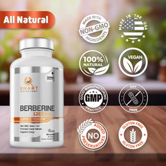 Smart Nutra Labs Berberine HCL gluten-free and vegan; suitable for allergy-conscious routines